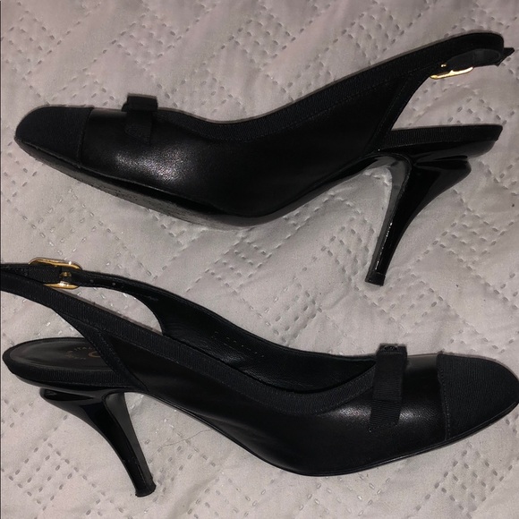 CHANEL Black Suede Slingback Heels - Picture 2 of 8